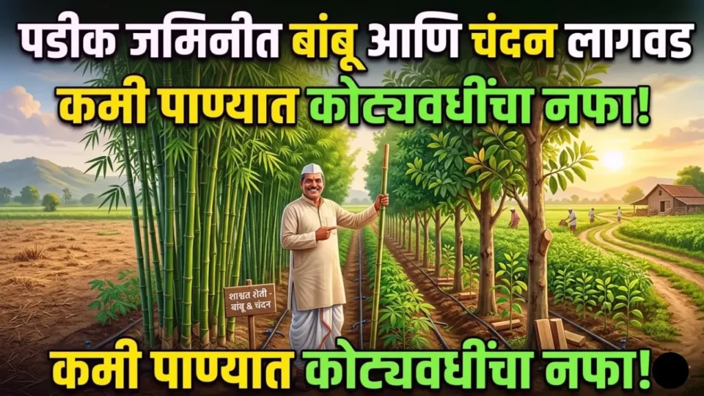 पडीक जमिनीत बांबू आणि चंदनाची मिश्र शेती (Mixed Farming) करणारा प्रगतशील शेतकरी.