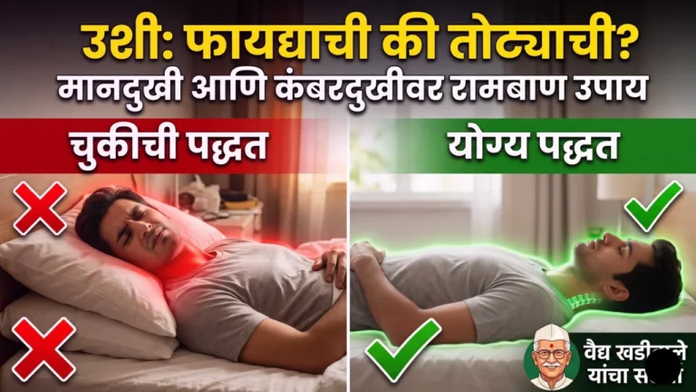 उशी न वापरता झोपण्याचे आरोग्यदायी फायदे सांगणारा फोटो.