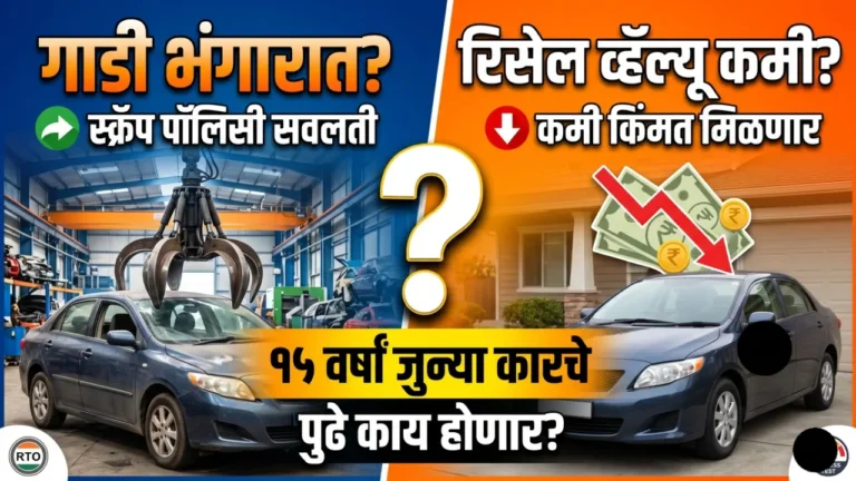 15 Years Old Car Scrap Policy नुसार जुन्या कारचे नियम आणि RTO फिटनेस टेस्ट दर्शवणारी प्रातिनिधिक इमेज.