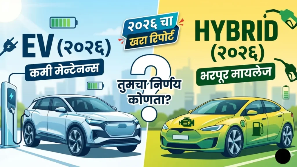 इलेक्ट्रिक कार (EV) विरुद्ध हायब्रिड कारची २०२६ मधील तुलना आणि मायलेज रिपोर्ट